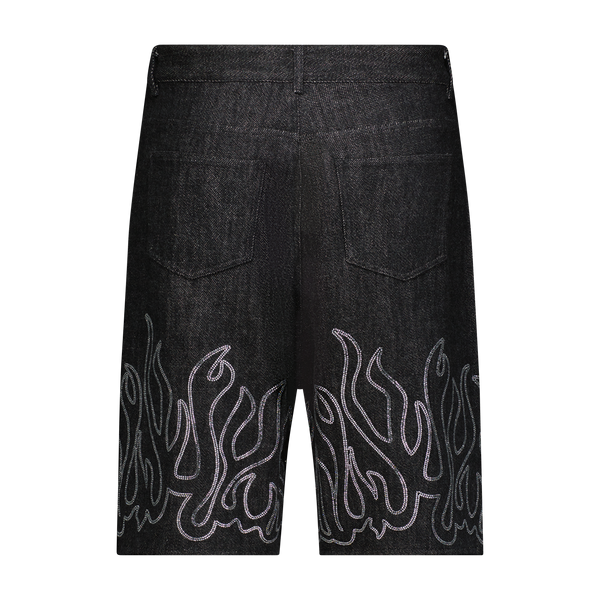 UP IN FLAMES DENIM SHORTS