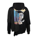 CROWN ROYALE PANELED ASYMMETRICAL HOODIE