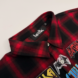 ALLOVER LOGO LONG SLEEVE PLAID WOVEN SHIRT