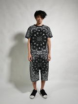 DISTRESSED PAISLEY JEAN SHORTS