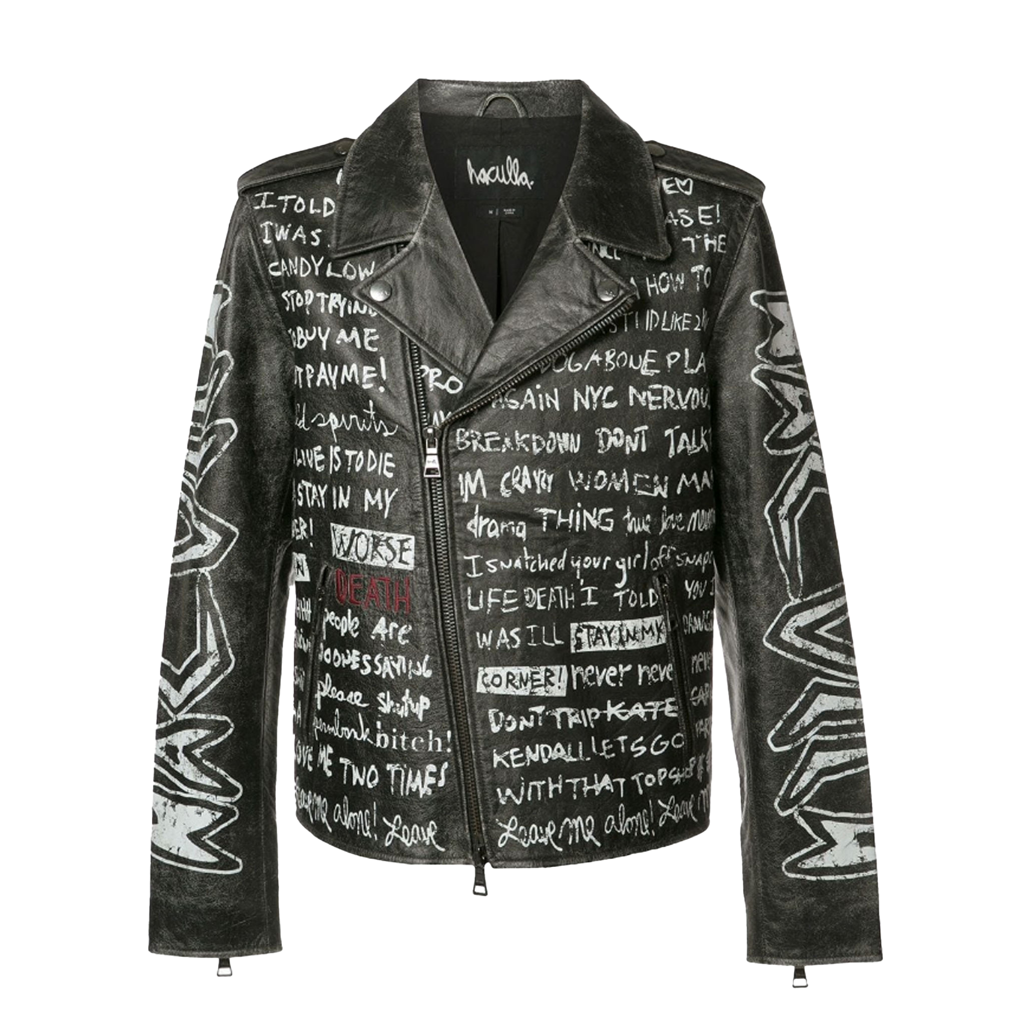 ハキュラ Haculla レザージャケット TEXT PRINT BIKER JACKET – Haculla