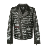TEXT PRINT BIKER JACKET