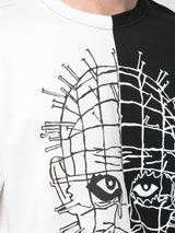 SPLIT IN HALF MASKED PINS TEE BLACK/WHITE