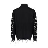 BROKEN HEART TURTLE NECK BLACK SWEATER