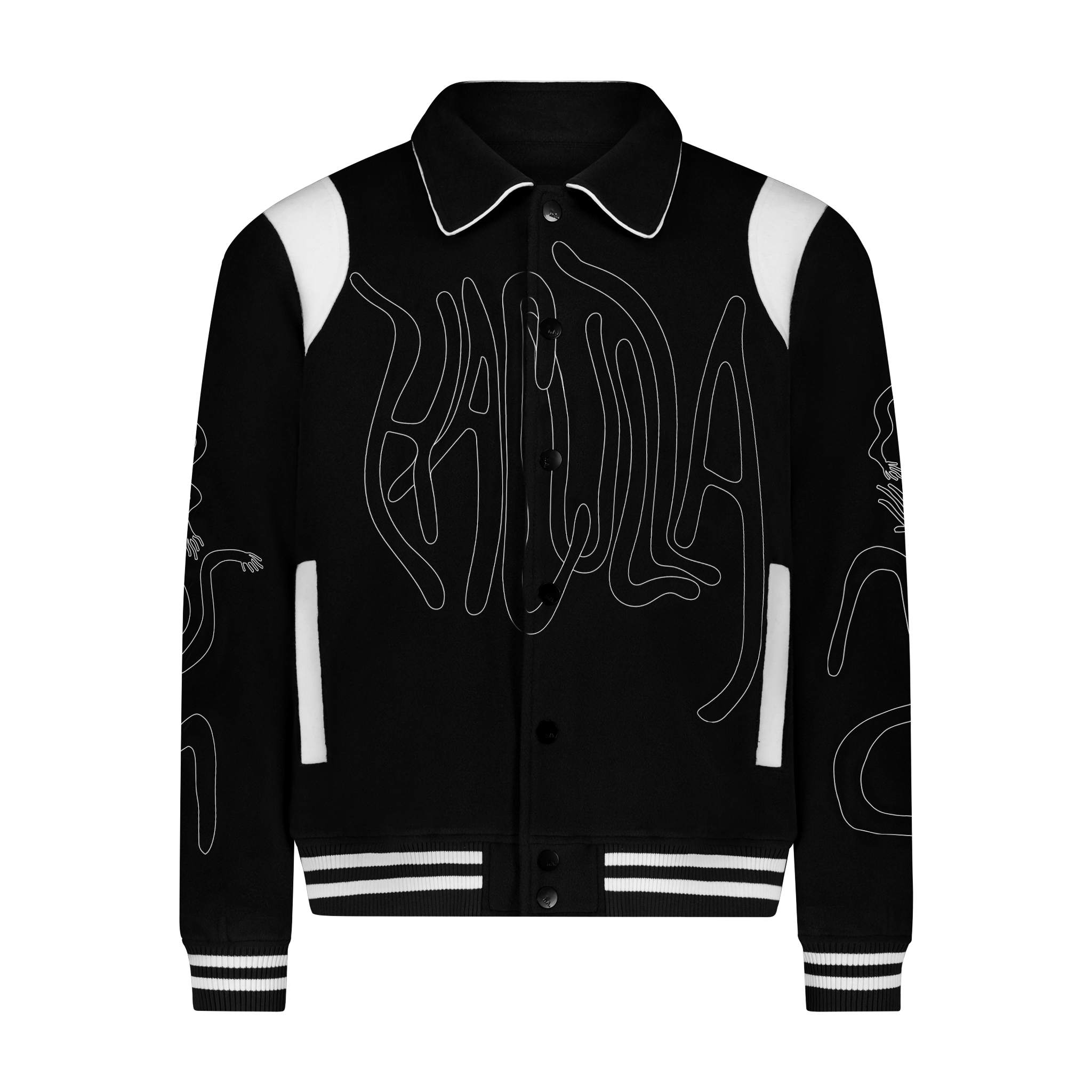Mens Louis Vuitton Forever Black & White Varsity Jacket