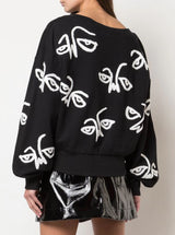 HAC ALL OVER CREWNECK BLACK