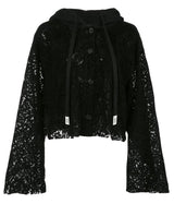 SEE THRU CROP HOODIE BLACK