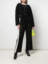 SEE THRU CROP HOODIE BLACK