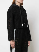 SEE THRU CROP HOODIE BLACK