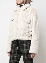 EYES ON THE BACK FUR JACKET LT CREAM