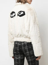 EYES ON THE BACK FUR JACKET LT CREAM