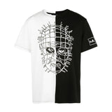 SPLIT IN HALF MASKED PINS TEE BLACK/WHITE