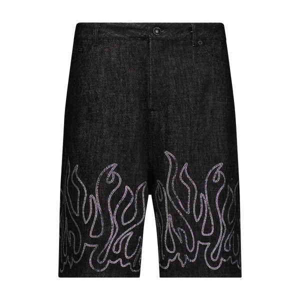 UP IN FLAMES DENIM SHORTS