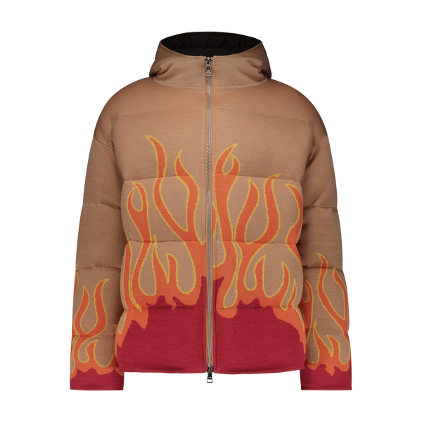 UP IN FLAMES SWEATER PUFFER