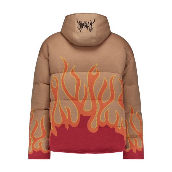 UP IN FLAMES SWEATER PUFFER