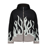 UP IN FLAMES SWEATER PUFFER