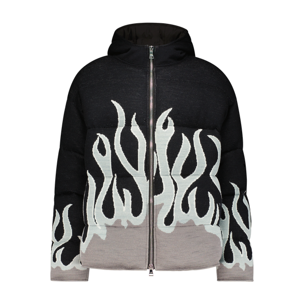 UP IN FLAMES SWEATER PUFFER