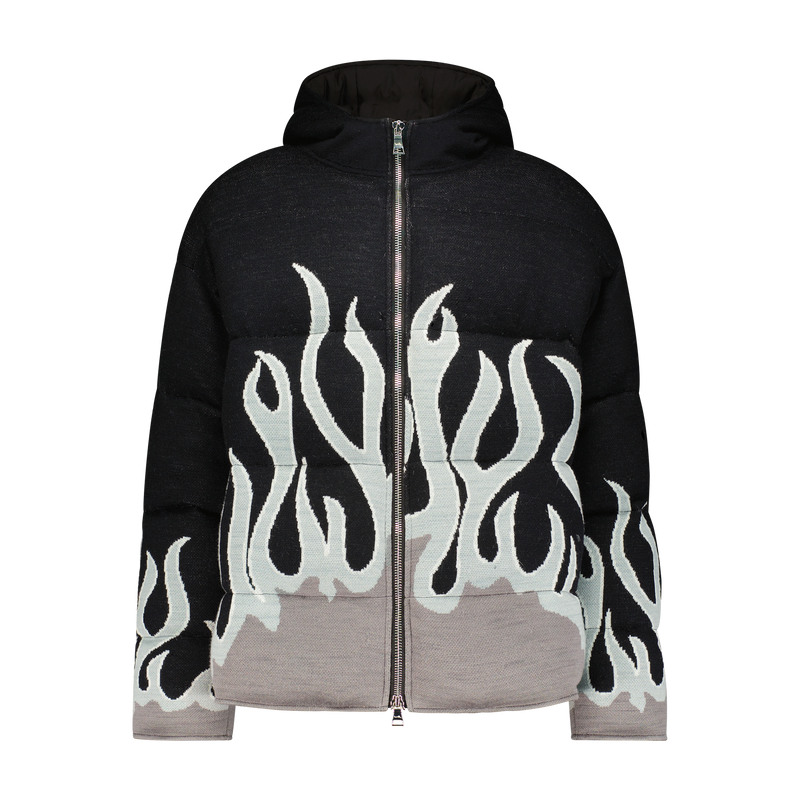 UP IN FLAMES SWEATER PUFFER