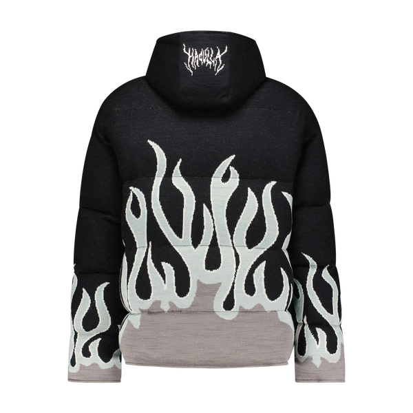 UP IN FLAMES SWEATER PUFFER