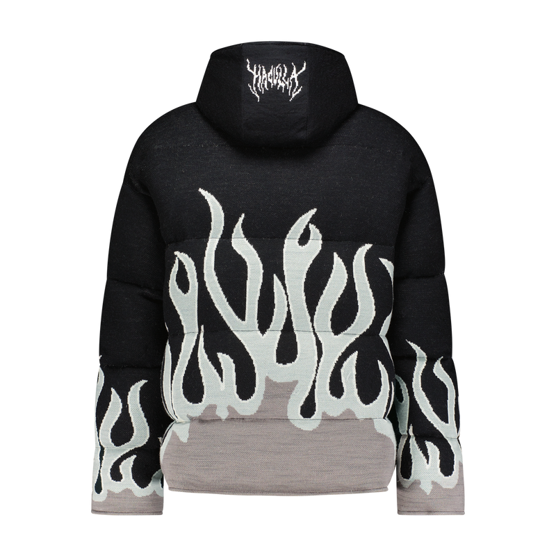 UP IN FLAMES SWEATER PUFFER