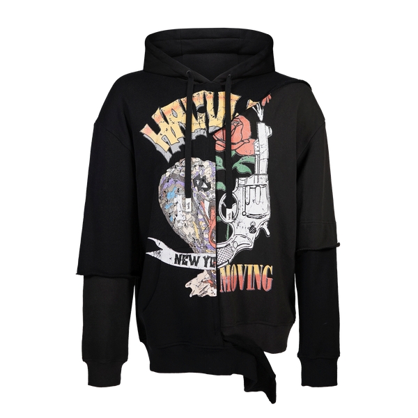 CROWN ROYALE PANELED ASYMMETRICAL HOODIE
