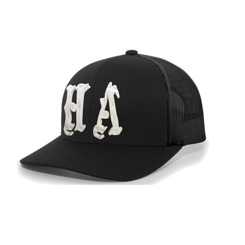 STACKED HA TRUCKER HAT