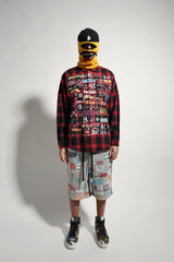 ALLOVER LOGO LONG SLEEVE PLAID WOVEN SHIRT