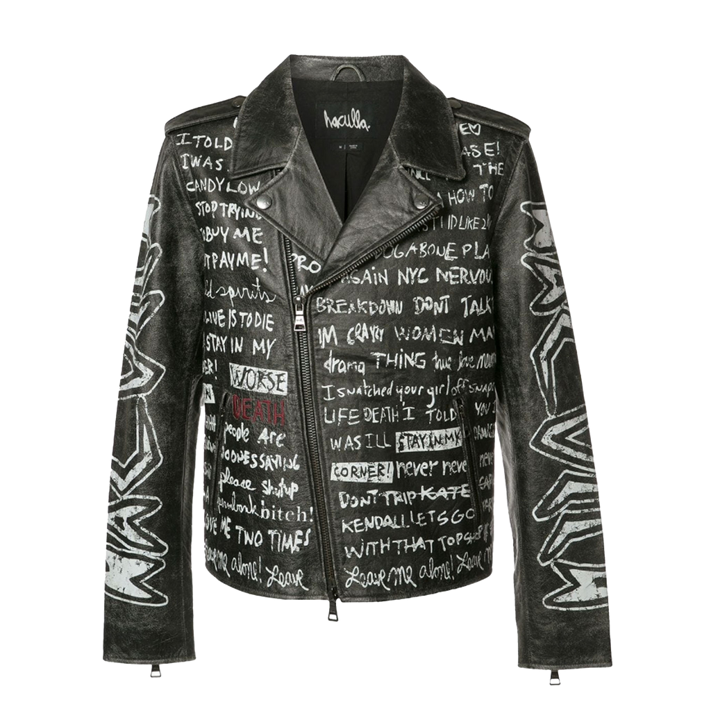 TEXT PRINT BIKER JACKET – Haculla