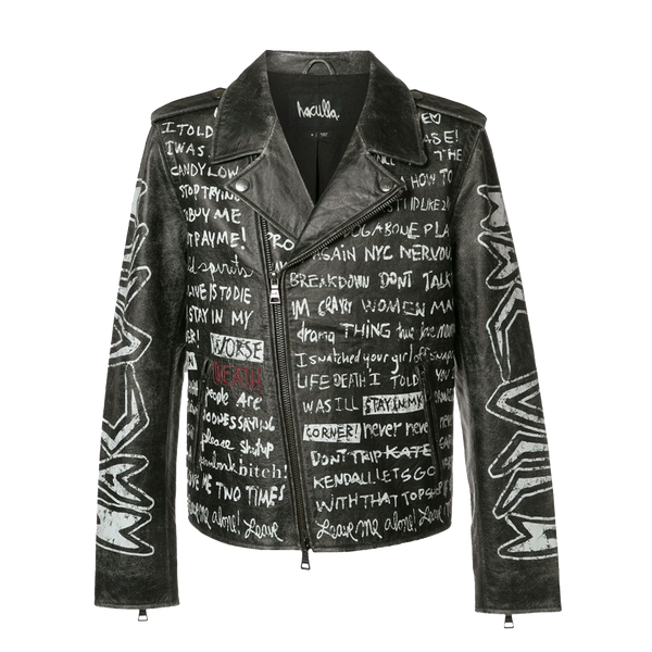 TEXT PRINT BIKER JACKET