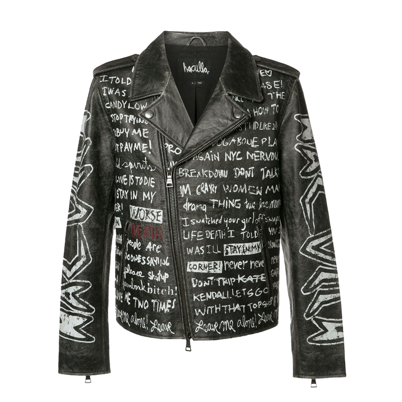 TEXT PRINT BIKER JACKET