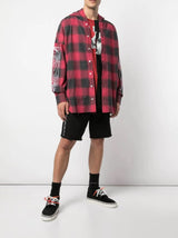 GUY AND HIS GUN HOODED WOVEN SHIRT RED PLAID