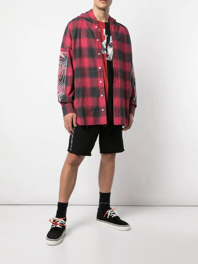 GUY AND HIS GUN HOODED WOVEN SHIRT RED PLAID