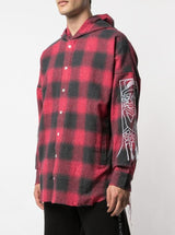 GUY AND HIS GUN HOODED WOVEN SHIRT RED PLAID