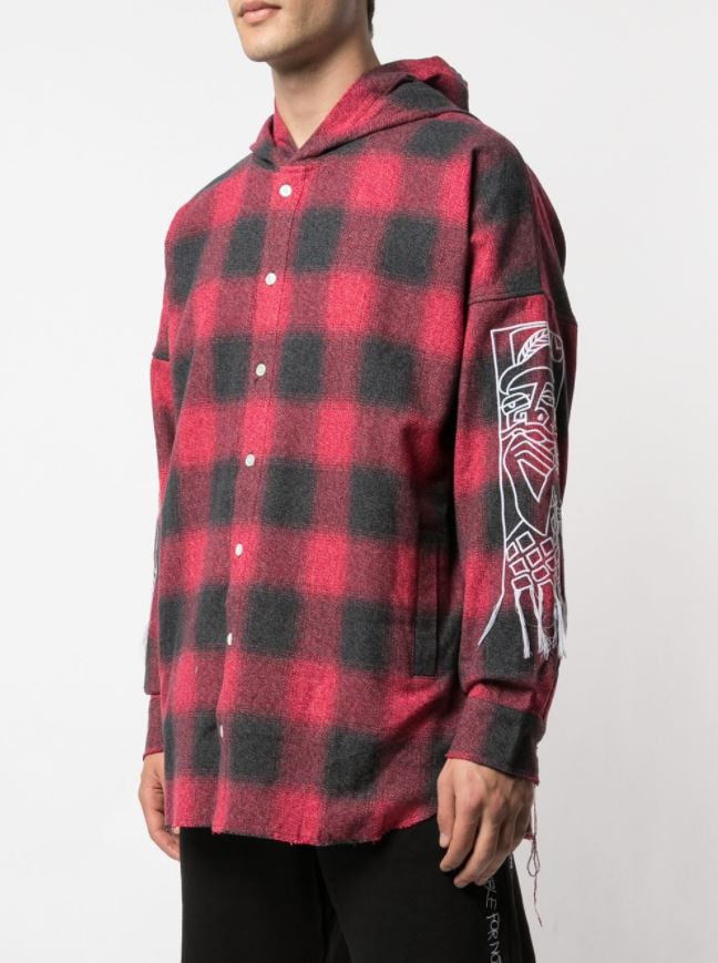 GUY AND HIS GUN HOODED WOVEN SHIRT RED PLAID