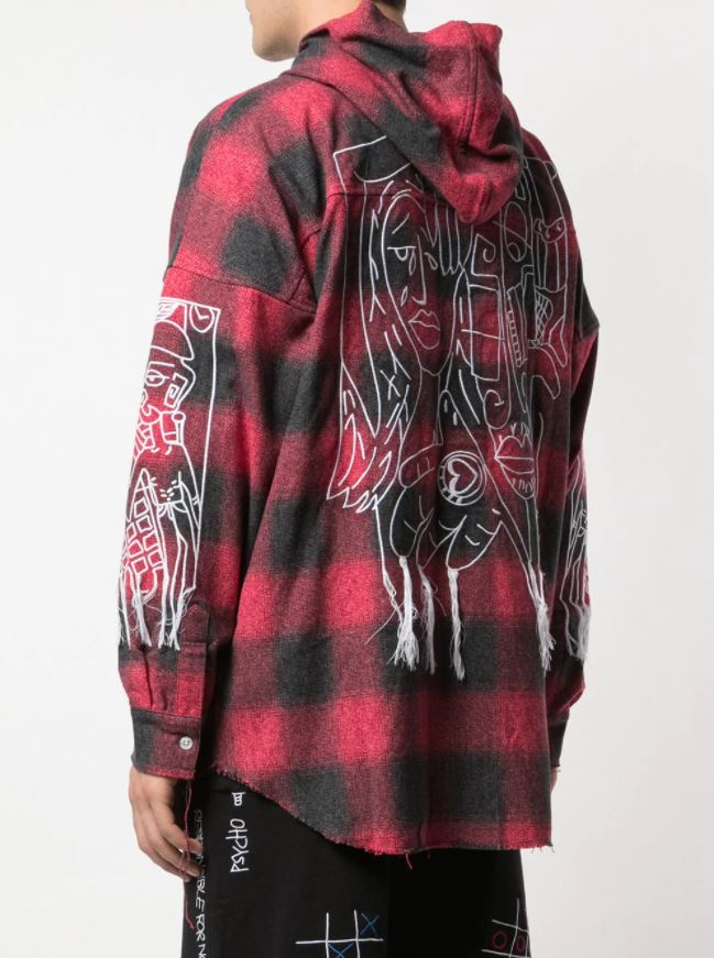 GUY AND HIS GUN HOODED WOVEN SHIRT RED PLAID
