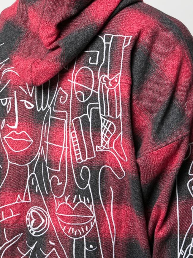 GUY AND HIS GUN HOODED WOVEN SHIRT RED PLAID