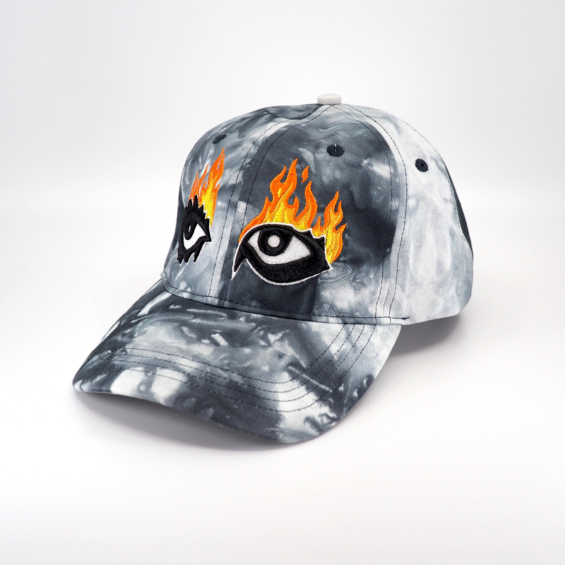 EYES ON FIRE DAD HAT BLACK/WHITE TIE DYE