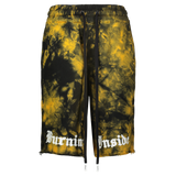 BURNING INSIDE KNIT SHORTS ORANGE/BLACK TIE DYE