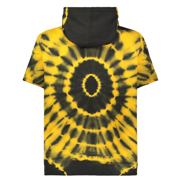 SHORT SLEEVE TV HOODIE BLACK/ORANGE CIRCLE TIE DYE