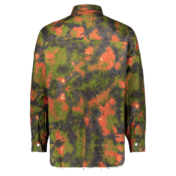 UP IN FLAMES SHIRT GREEN/ORANGE JACQUARD