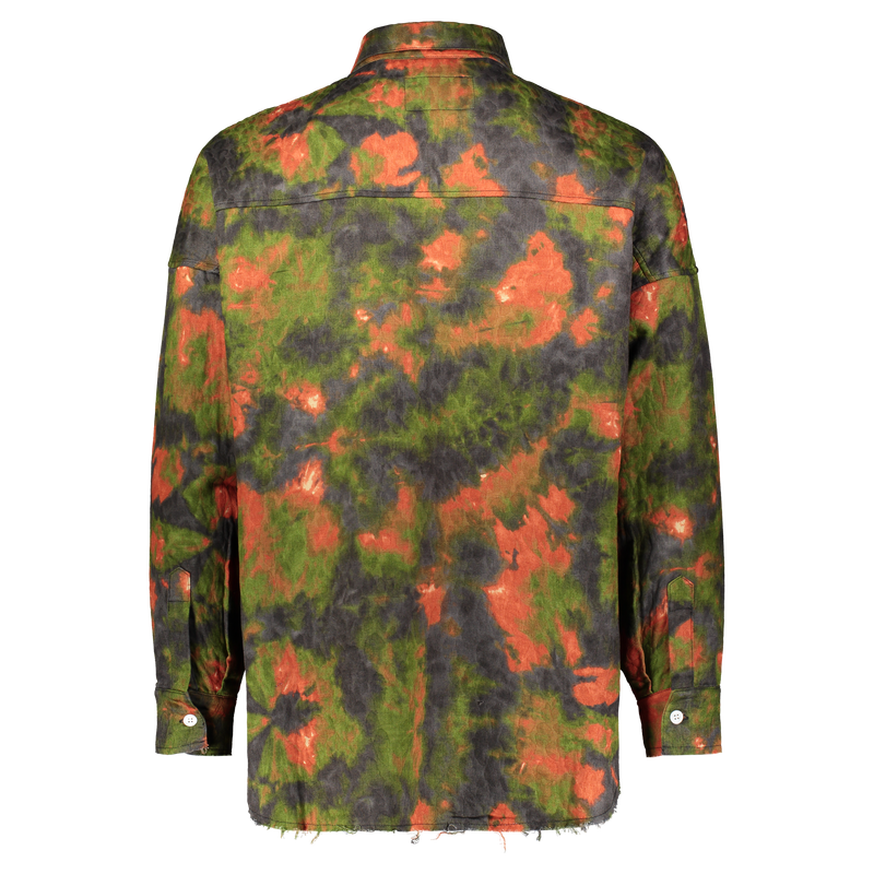 UP IN FLAMES SHIRT GREEN/ORANGE JACQUARD