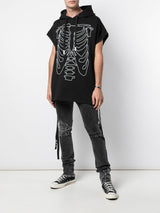 RIBBED SLEEVELESS HOODIE BLACK