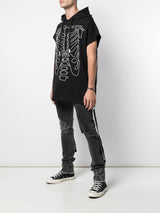 RIBBED SLEEVELESS HOODIE BLACK