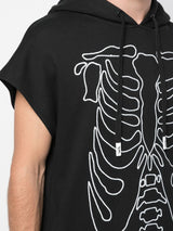 RIBBED SLEEVELESS HOODIE BLACK