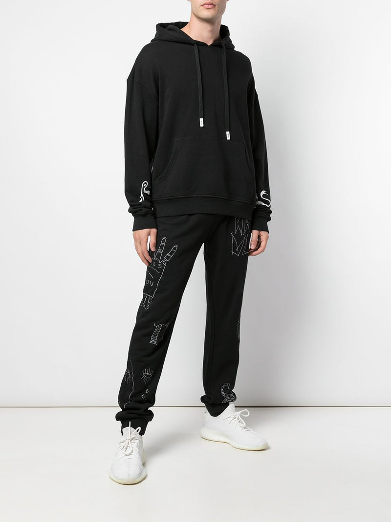 SNAKE DROP SHOULDER HOODIE BLACK