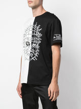 SPLIT IN HALF MASKED PINS TEE BLACK/WHITE