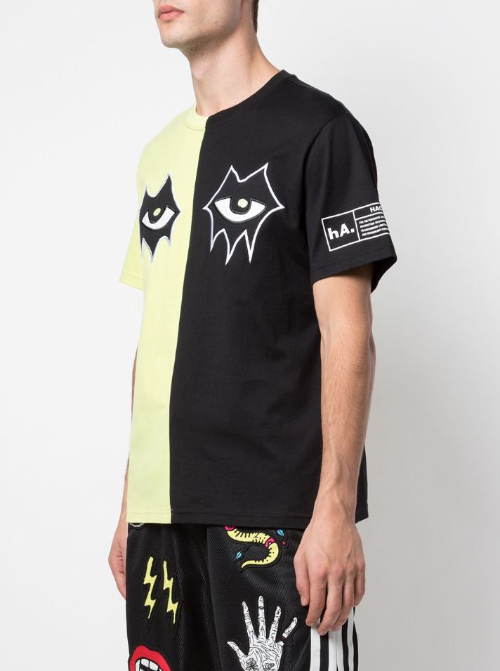 SPLIT IN HALF SIGNATURE EYES TEE BLACK/YELLOW