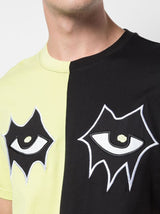 SPLIT IN HALF SIGNATURE EYES TEE BLACK/YELLOW