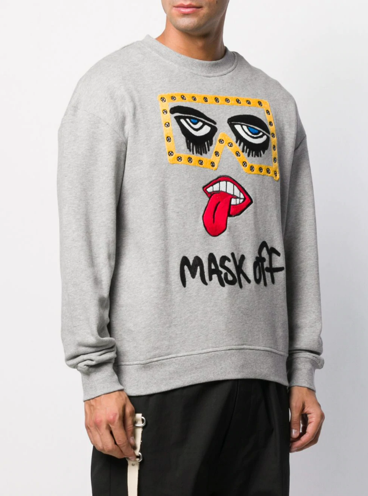 MASK OFF DROP SHOULDER CREW HEATHER GREY