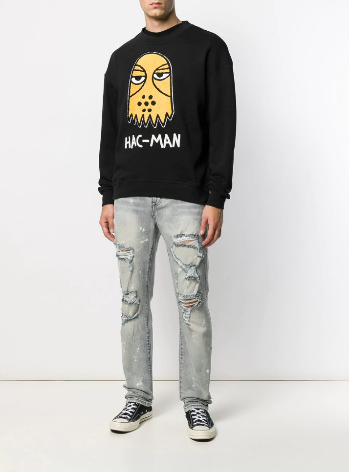 HAC-MAN  DROP SHOULDER CREW BLACK